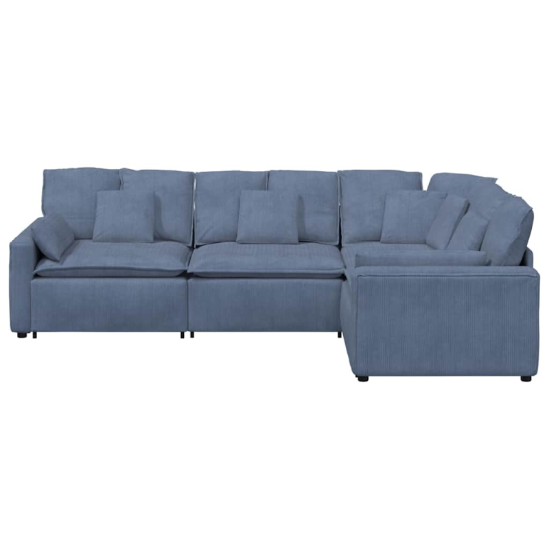 Modulares Sofa mit Kissen Cordstoff Blau