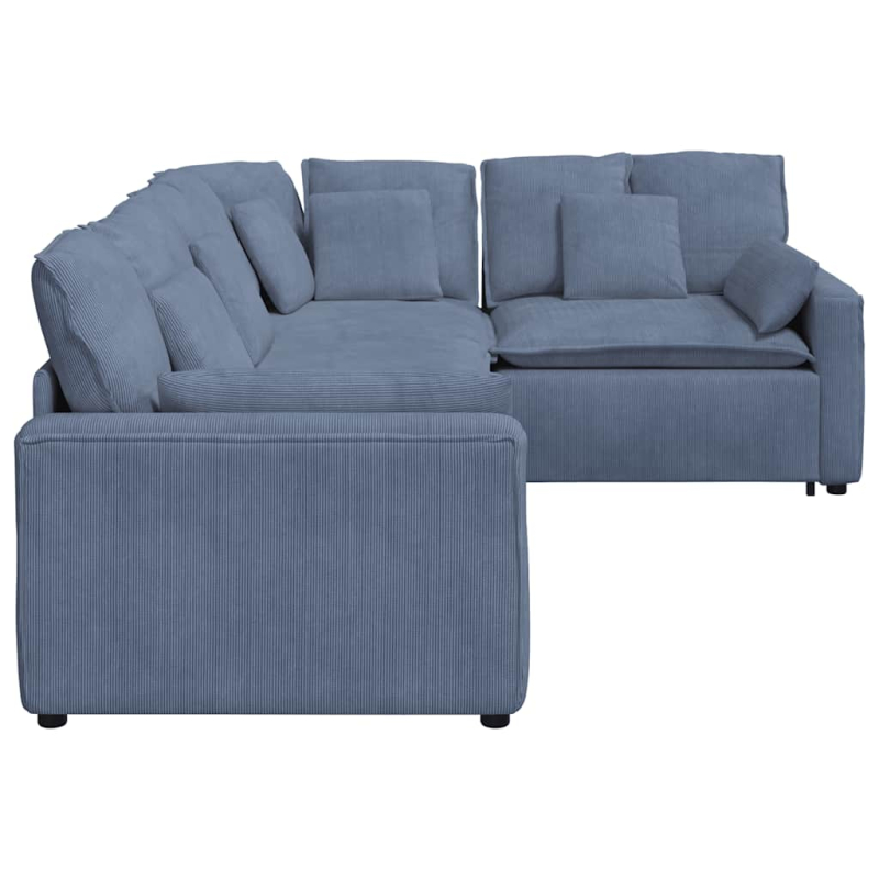 Modulares Sofa mit Kissen Cordstoff Blau