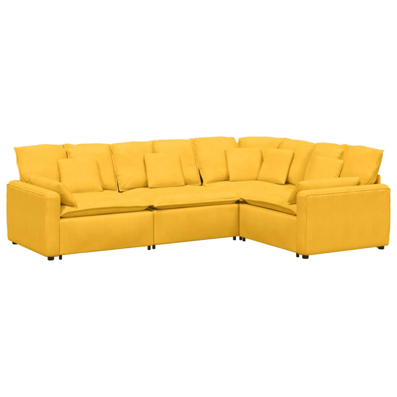Modulares Sofa mit Kissen Cordstoff Hellgelb