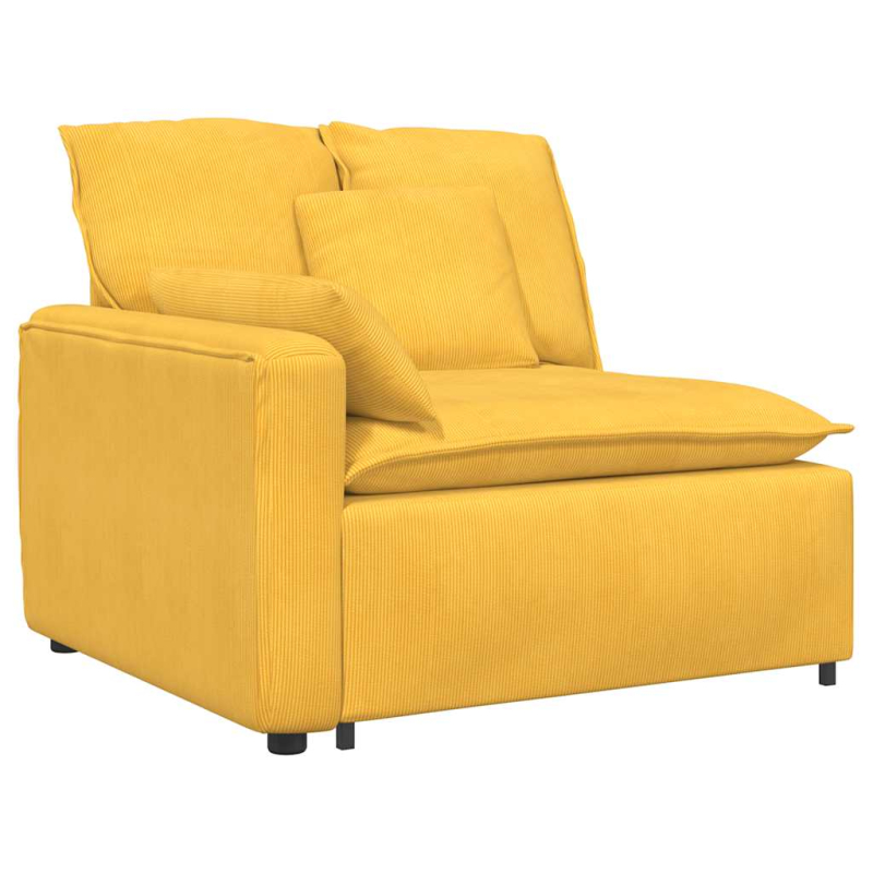 Modulares Sofa mit Kissen Cordstoff Hellgelb