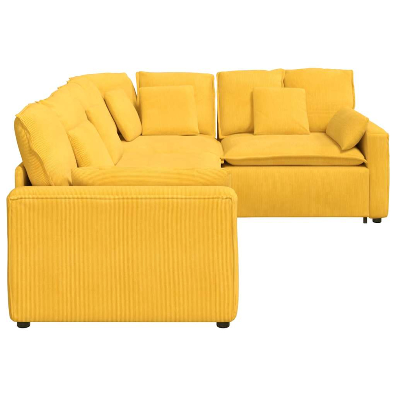 Modulares Sofa mit Kissen Cordstoff Hellgelb