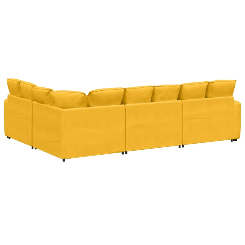 Modulares Sofa mit Kissen Cordstoff Hellgelb