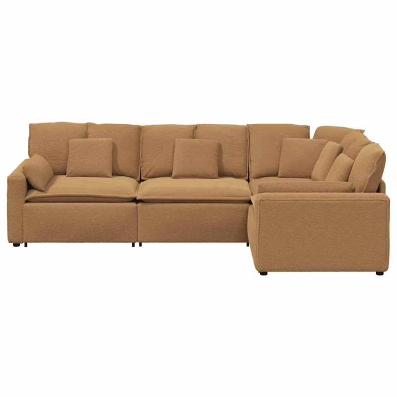 Modulares Sofa mit Kissen Stoff in Lammwolloptik Beige