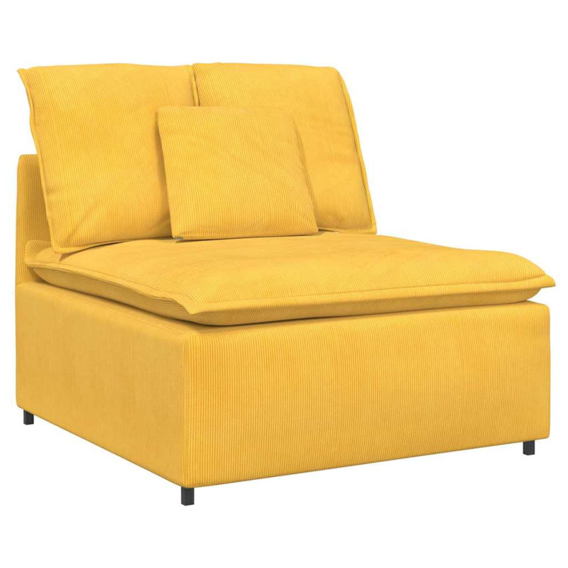 Modulares Sofa mit Fußhocker Kissen Cordstoff Hellgelb