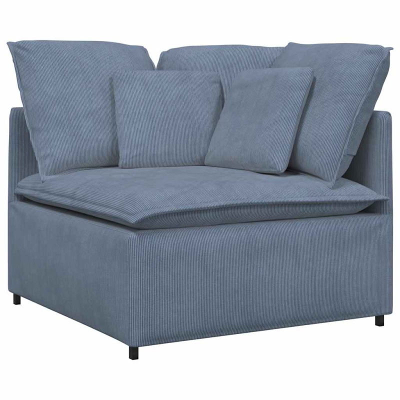 Modulares Sofa mit Fußhocker Kissen Cordstoff Blau