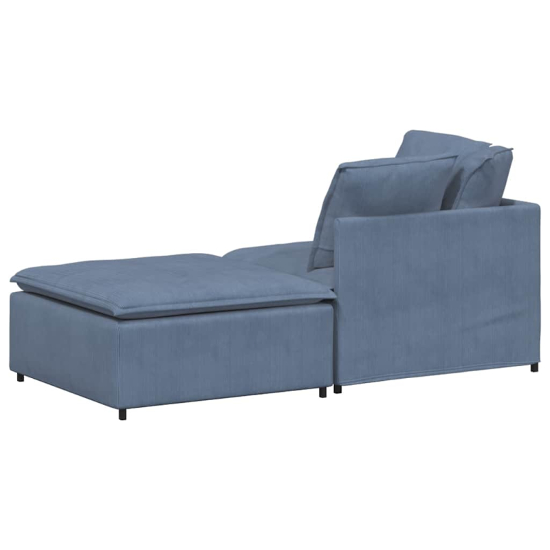 Modulares Sofa mit Fußhocker Kissen Cordstoff Blau