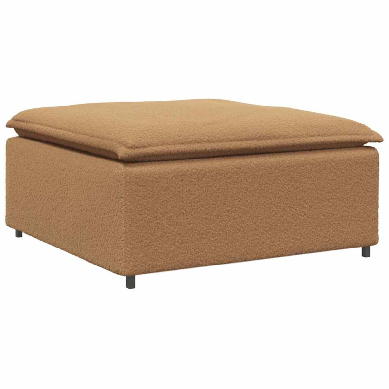 Modulares Sofa mit Hocker Kissen Stoff in Lammwolloptik Beige