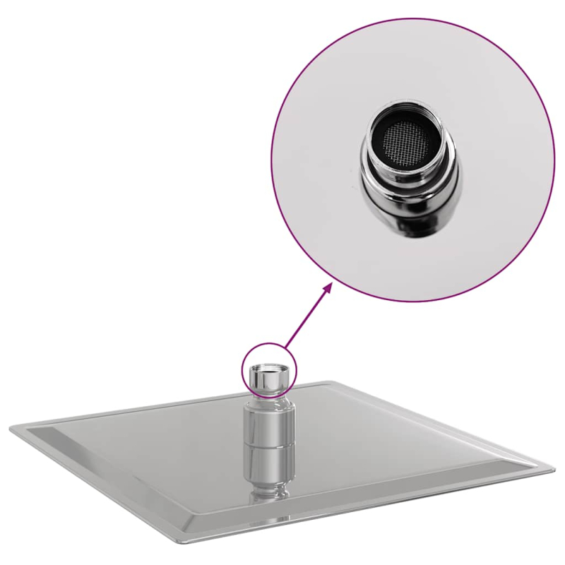 Regenbrause Edelstahl 304 20x20 cm Quadrat