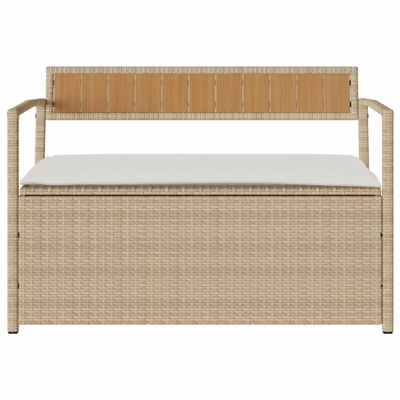 Gartenbank mit Stauraum und Kissen Beige Poly Rattan