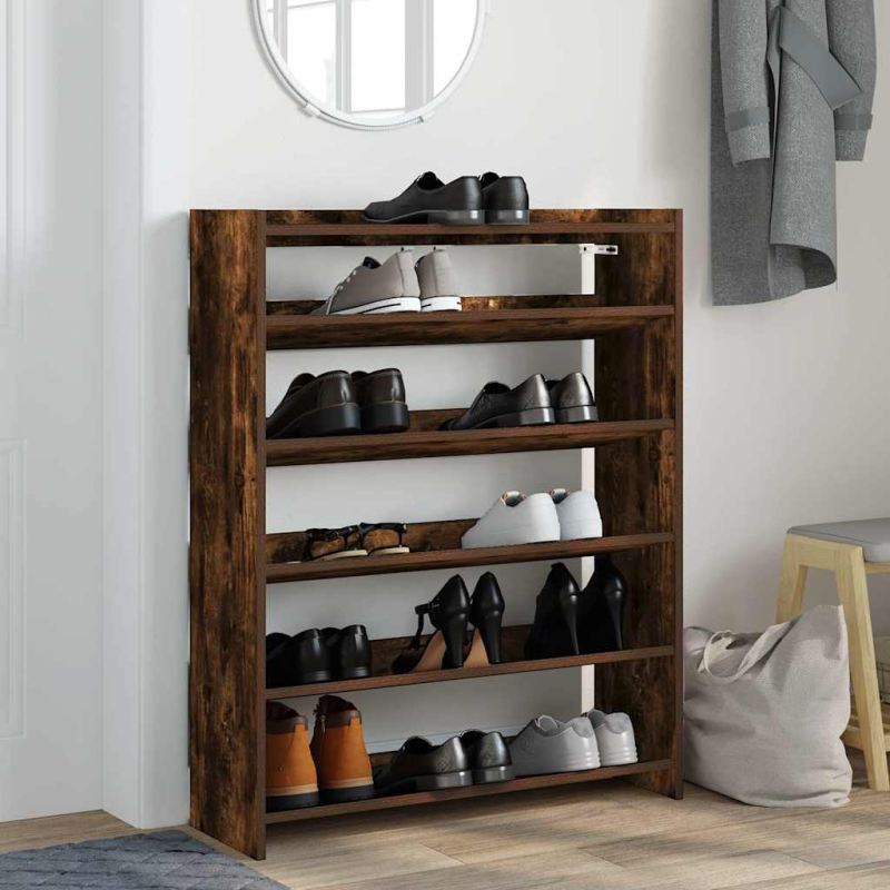 Schuhregal Räuchereiche 80x25x100 cm Holzwerkstoff