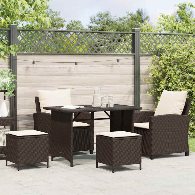 4-tlg. Garten-Sofagarnitur mit Kissen Braun Poly Rattan