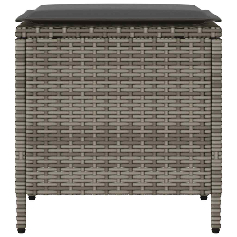 4-tlg. Garten-Sofagarnitur mit Kissen Grau Poly Rattan