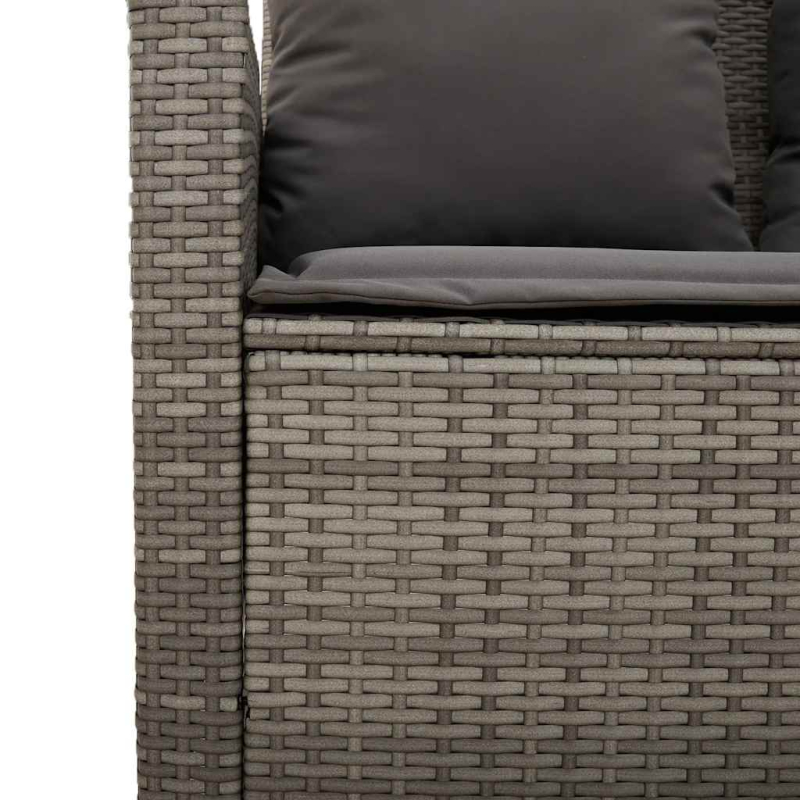 4-tlg. Garten-Sofagarnitur mit Kissen Grau Poly Rattan