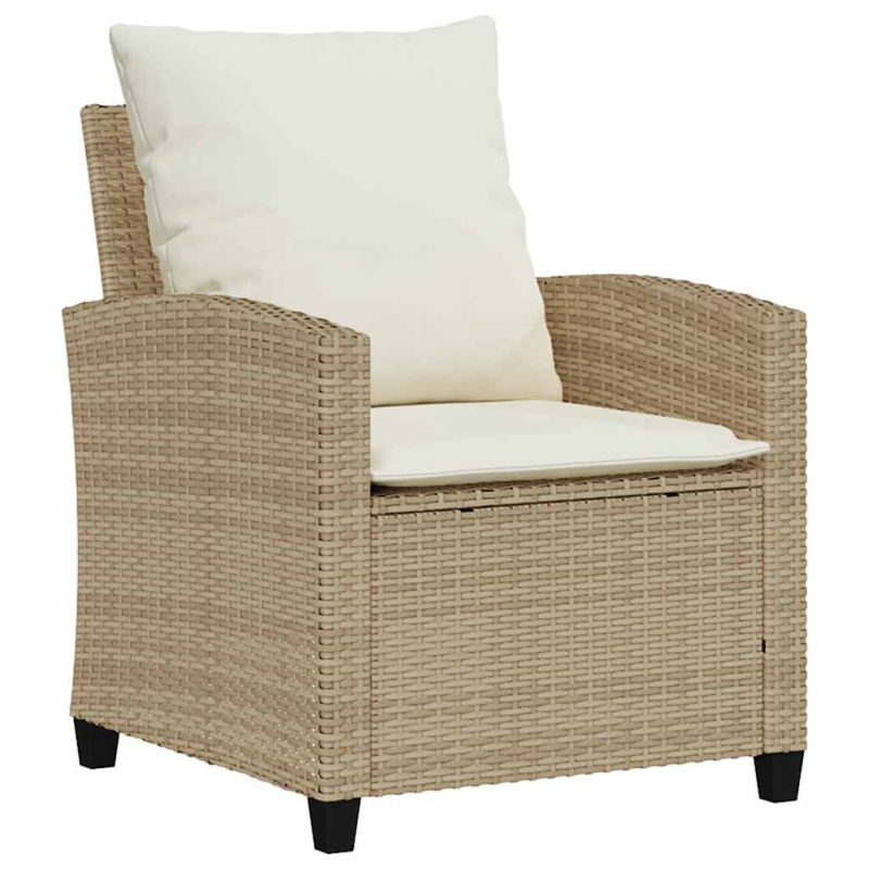 4-tlg. Garten-Sofagarnitur mit Kissen Beige Poly Rattan