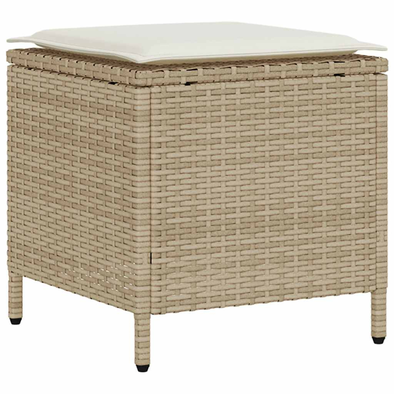4-tlg. Garten-Sofagarnitur mit Kissen Beige Poly Rattan