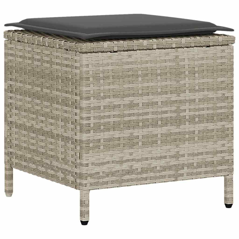 4-tlg. Garten-Sofagarnitur mit Kissen Hellgrau Poly Rattan