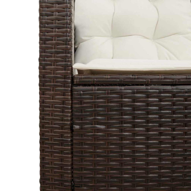 Gartensofa in L-Form mit Tisch und Kissen Braun Poly Rattan