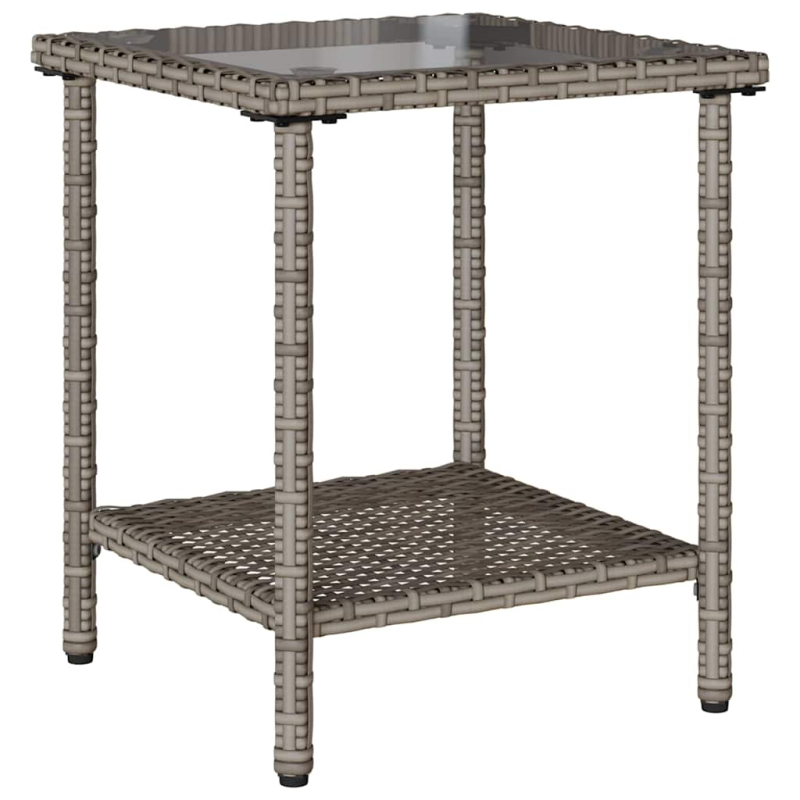 Gartensofa in L-Form mit Tisch und Kissen Grau Poly Rattan