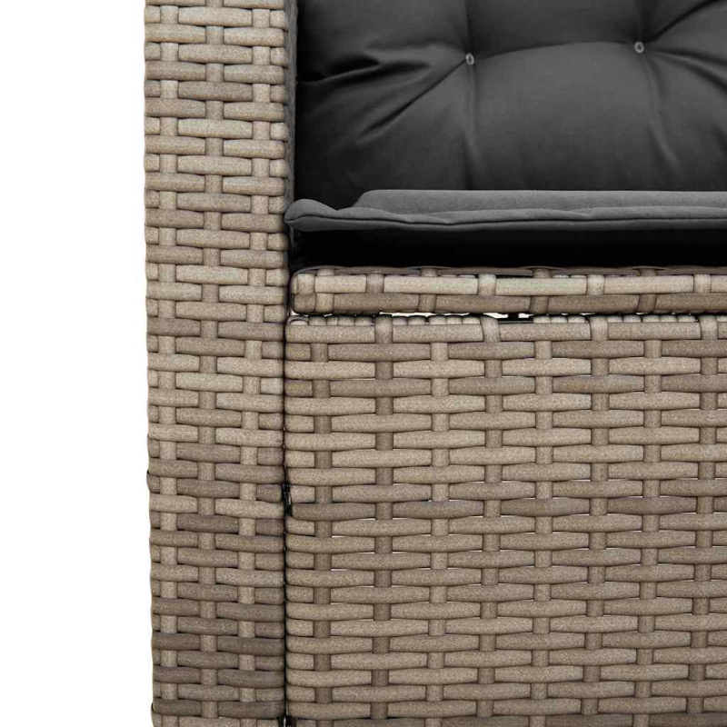 Gartensofa in L-Form mit Tisch und Kissen Grau Poly Rattan