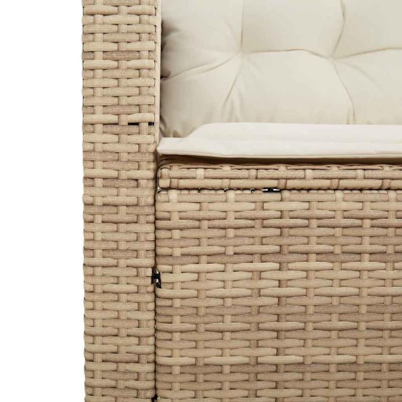 Gartensofa in L-Form mit Tisch und Kissen Beige Poly Rattan