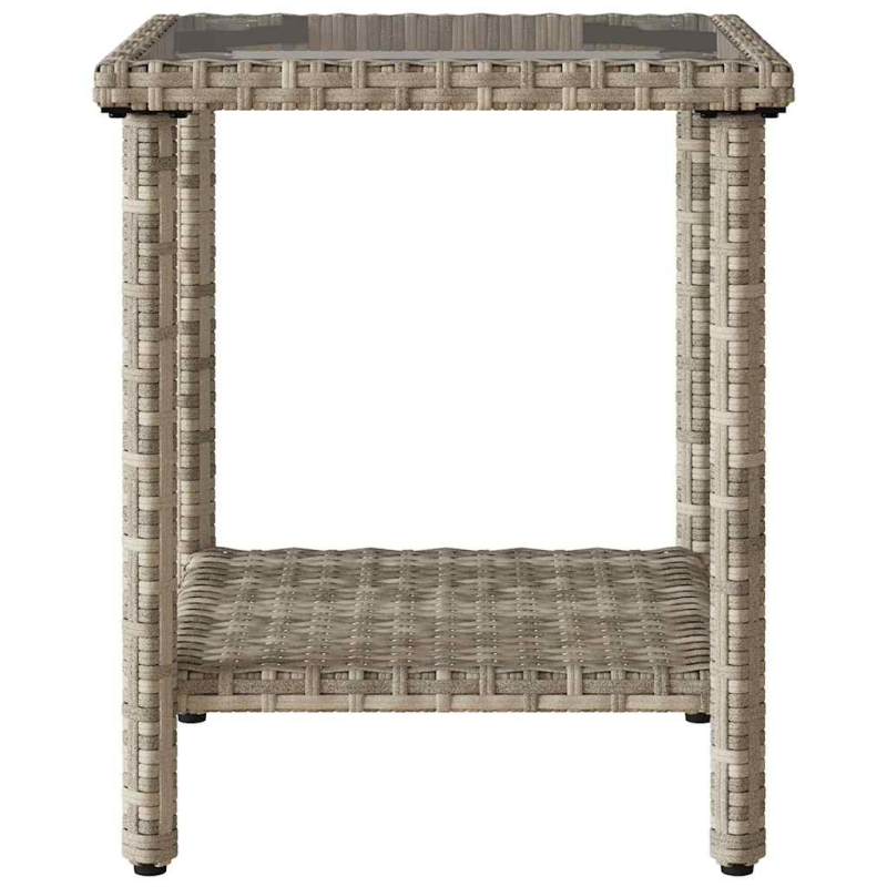 Gartensofa in L-Form mit Tisch und Kissen Hellgrau Poly Rattan