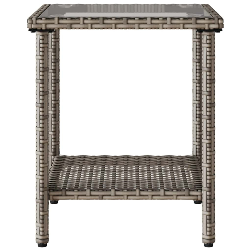 Gartensofa in L-Form mit Tisch und Kissen Grau Poly Rattan