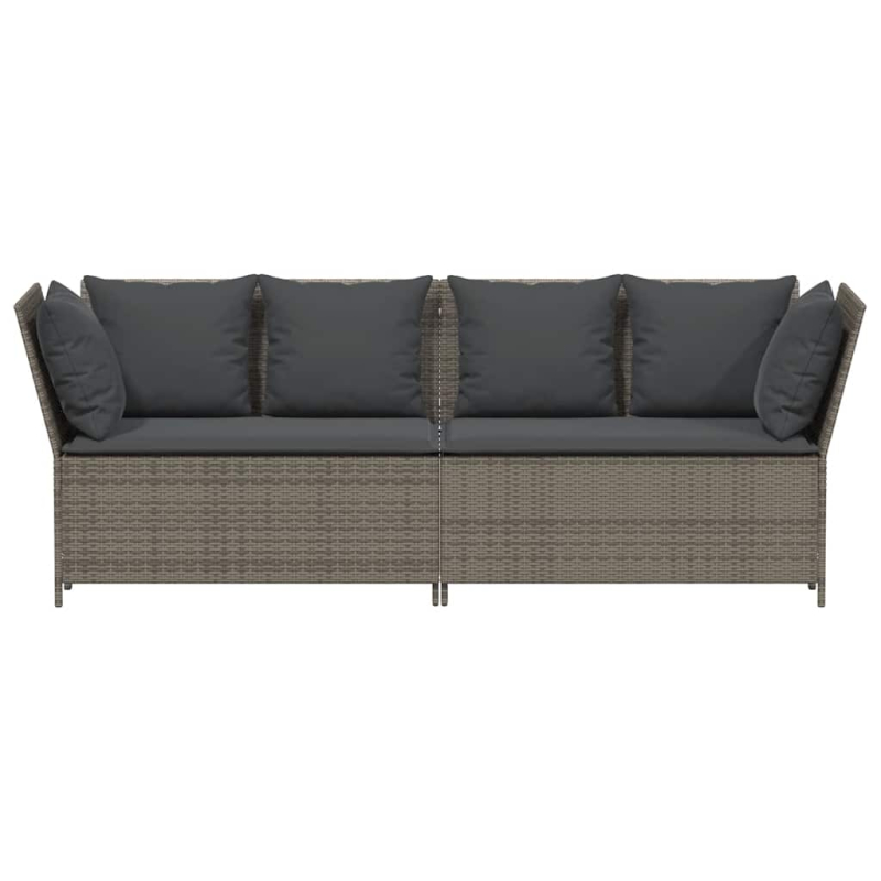 Gartensofa mit Kissen Grau Poly Rattan