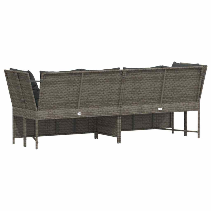 Gartensofa mit Kissen Grau Poly Rattan