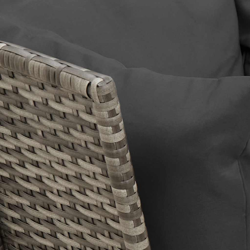 Gartensofa mit Kissen Grau Poly Rattan