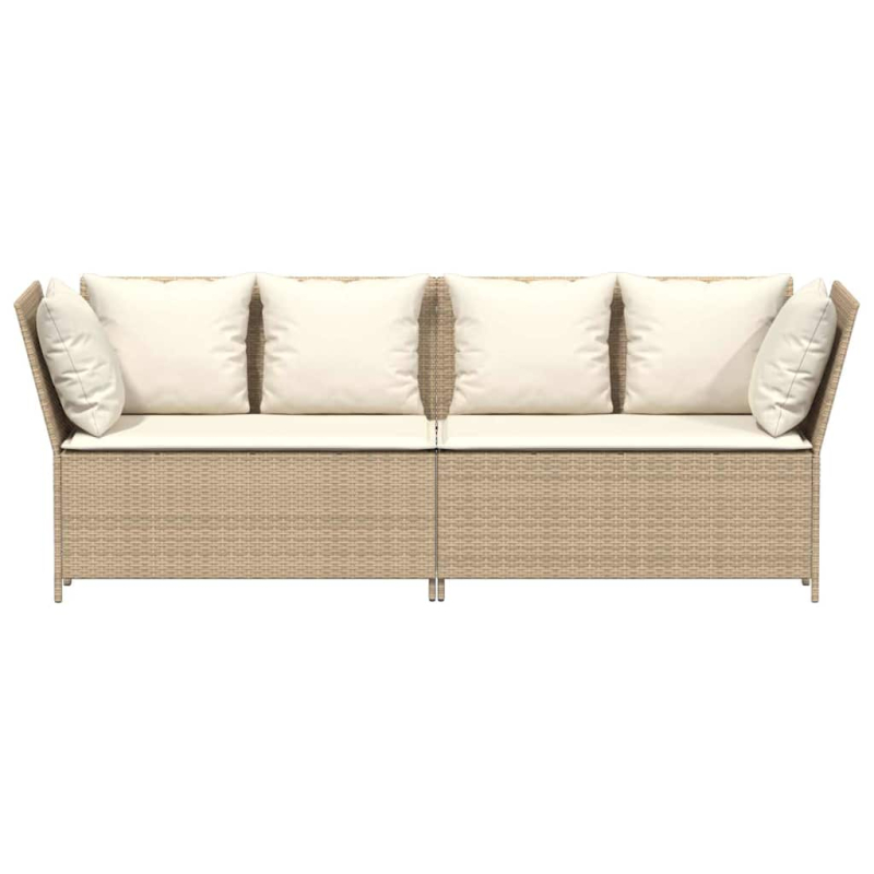 Gartensofa mit Kissen Beige Poly Rattan