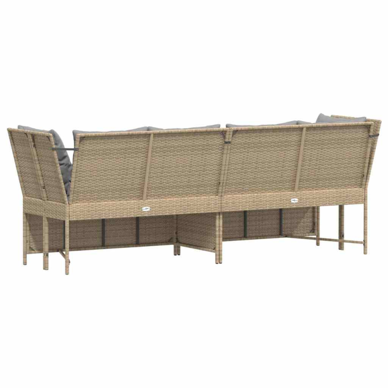 Gartensofa mit Kissen Beige Poly Rattan