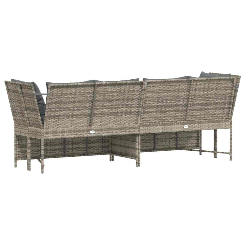 Gartensofa mit Kissen Hellgrau Poly Rattan