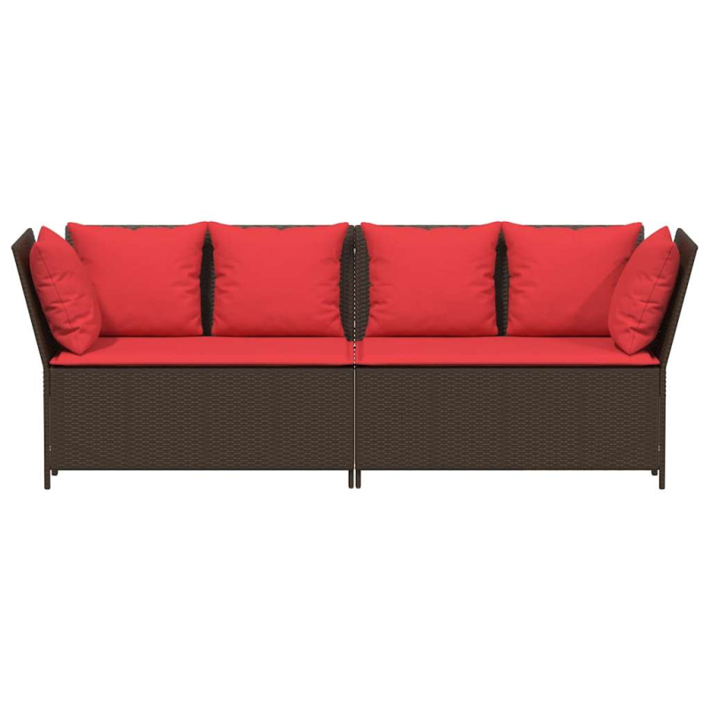 Gartensofa mit Kissen Braun Poly Rattan
