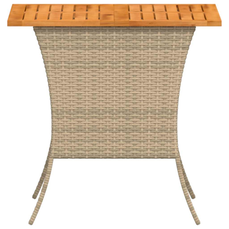 Gartentisch mit Akazienholzplatte Beige 105x75x72cm Poly Rattan
