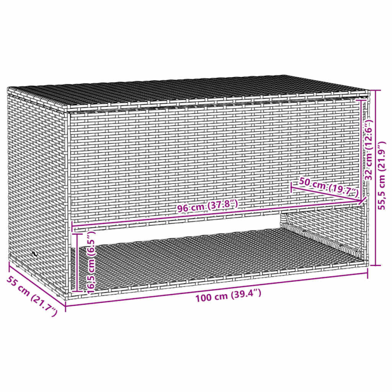 Outdoor-Kissenbox Braun 100x55x55,5 cm Poly Rattan
