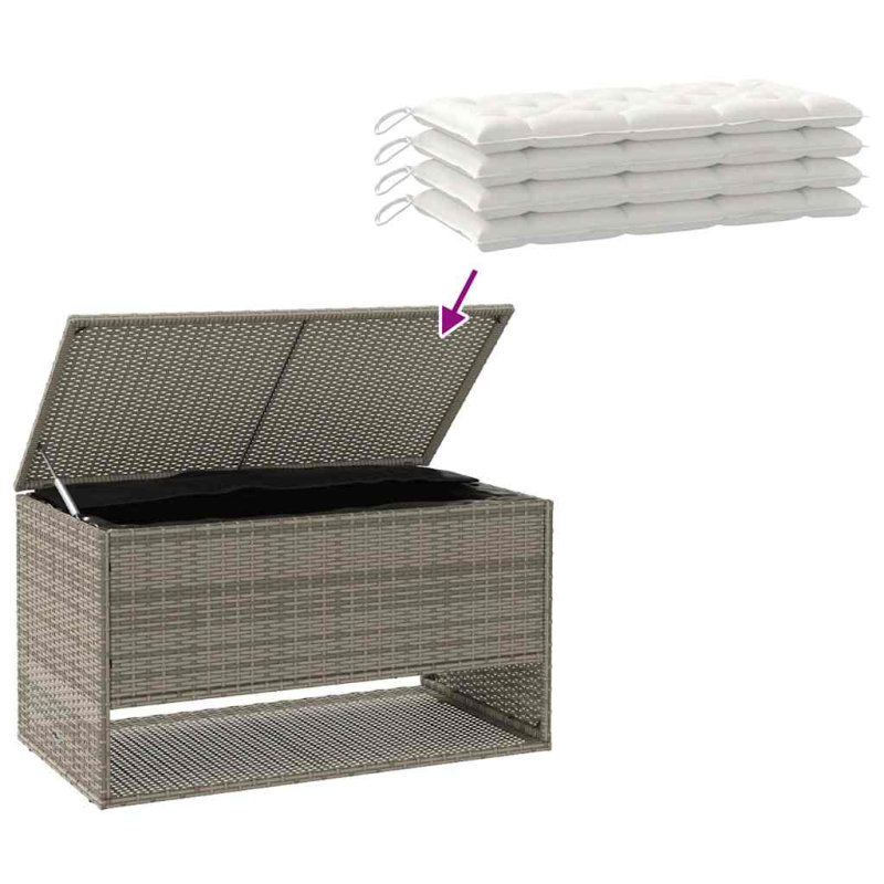 Outdoor-Kissenbox Grau 100x55x55,5 cm Poly Rattan