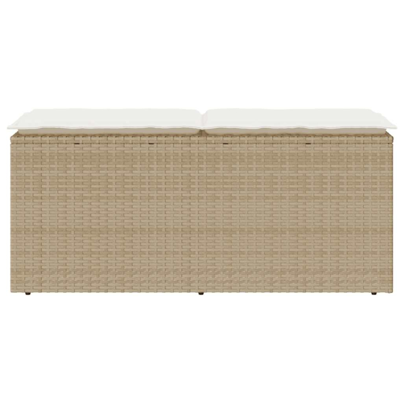 Gartenbank mit Kissen Beige 110x40x44 cm Poly Rattan