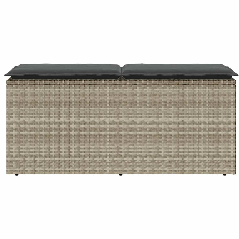 Gartenbank mit Kissen Hellgrau 110x40x44 cm Poly Rattan