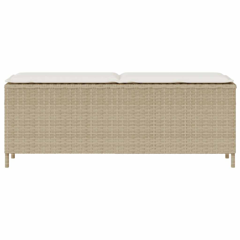 Gartenbank mit Kissen Beige 110x30x40,5 cm Poly Rattan