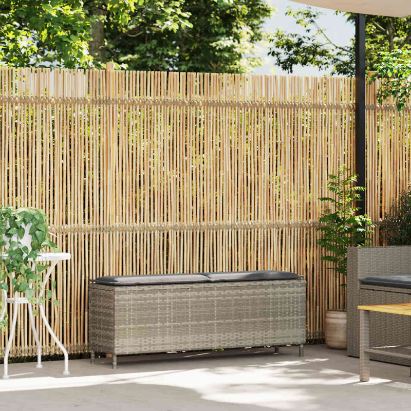 Gartenbank mit Kissen Hellgrau 110x30x40,5 cm Poly Rattan