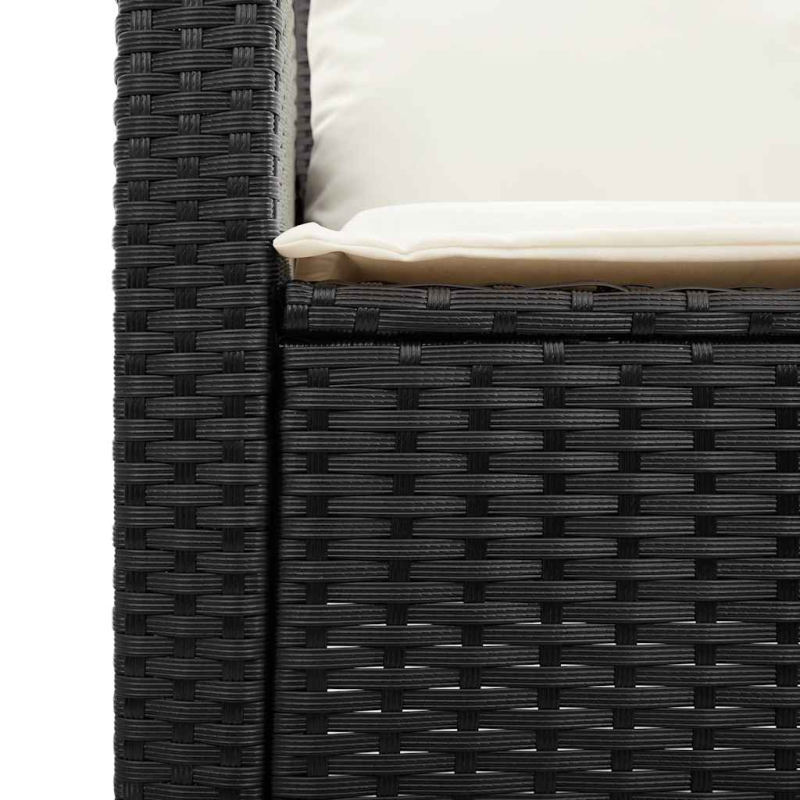 5-tlg. Garten-Sofagarnitur Kissen Stapelbar Schwarz Poly Rattan