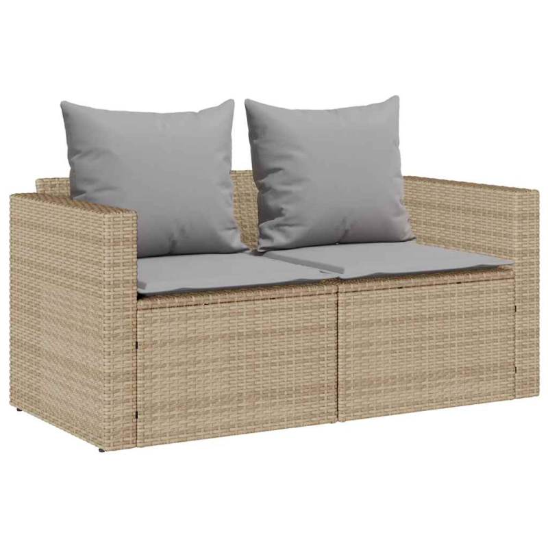 5-tlg. Garten-Sofagarnitur Kissen Stapelbar Beige Poly Rattan