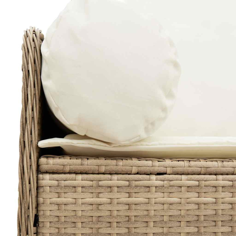Gartensofa mit Kissen 3-Sitzer Beige Poly Rattan