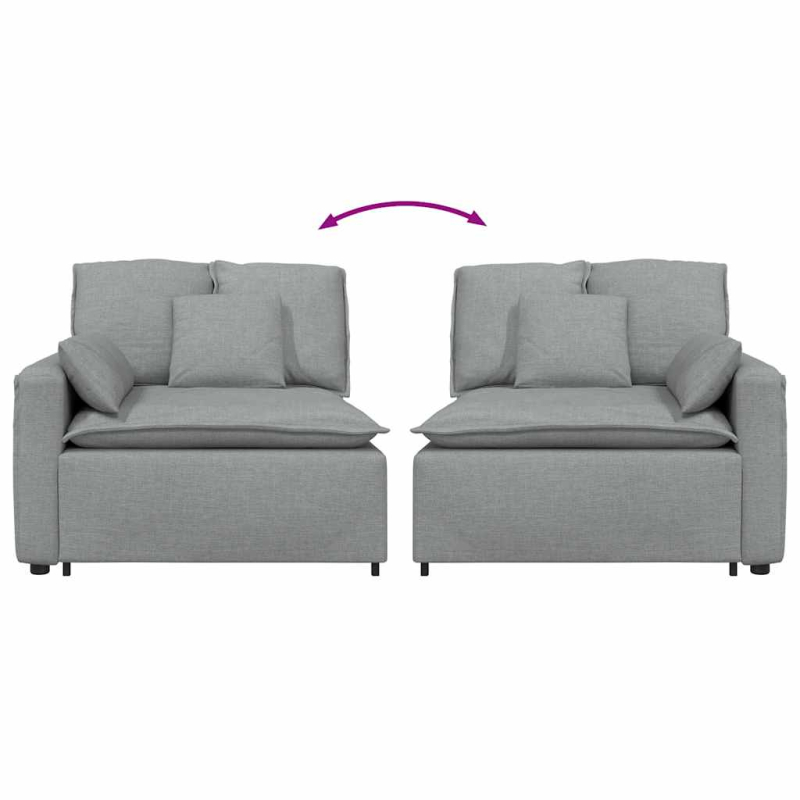 Modulares Sofa Endmodul mit Armlehne Kissen Hellgrau 100 cm