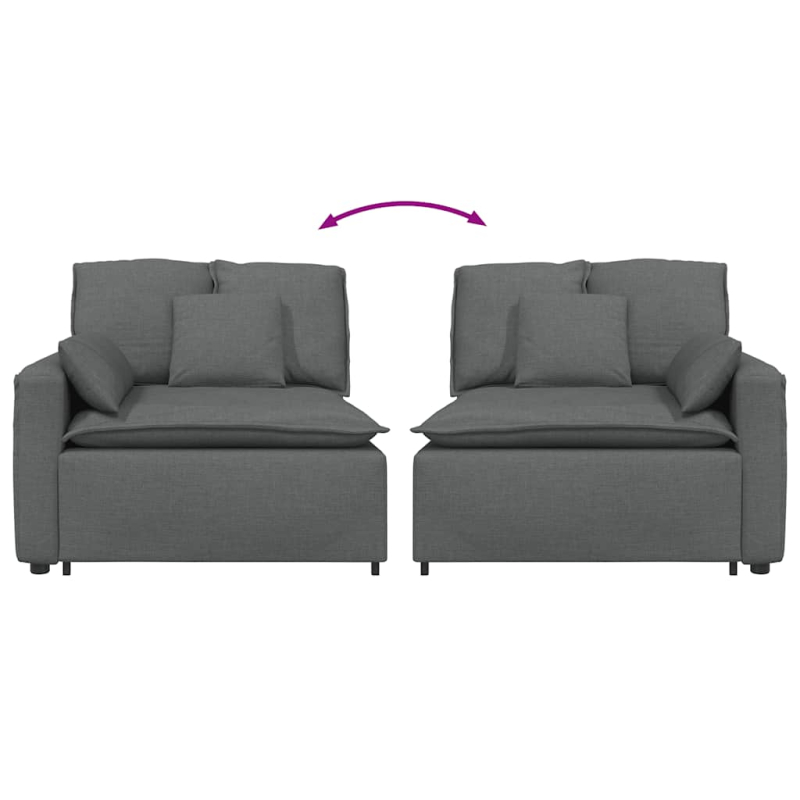 Modulares Sofa Endmodul mit Armlehne Kissen Dunkelgrau 100 cm