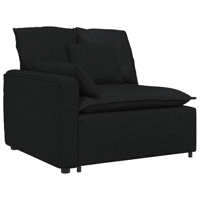 Modulares Sofa Endmodul mit Armlehne Kissen Schwarz 100 cm