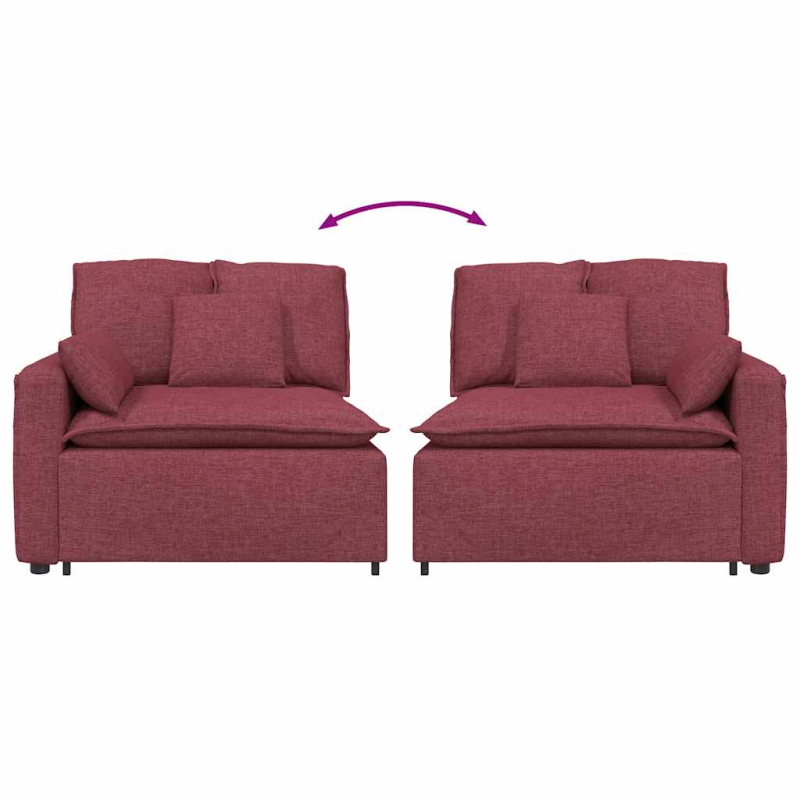Modulares Sofa Endmodul mit Armlehne Kissen Weinrot 100 cm
