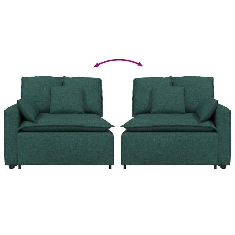 Modulares Sofa Endmodul mit Armlehne Kissen Dunkelgrün 100 cm