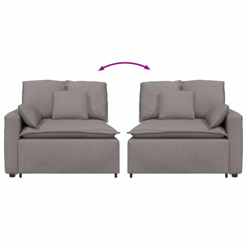 Modulares Sofa Endmodul mit Armlehne Kissen Taupe 100 cm