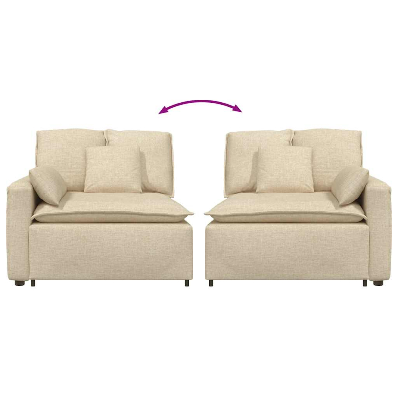 Modulares Sofa Endmodul mit Armlehne Kissen Creme 100 cm